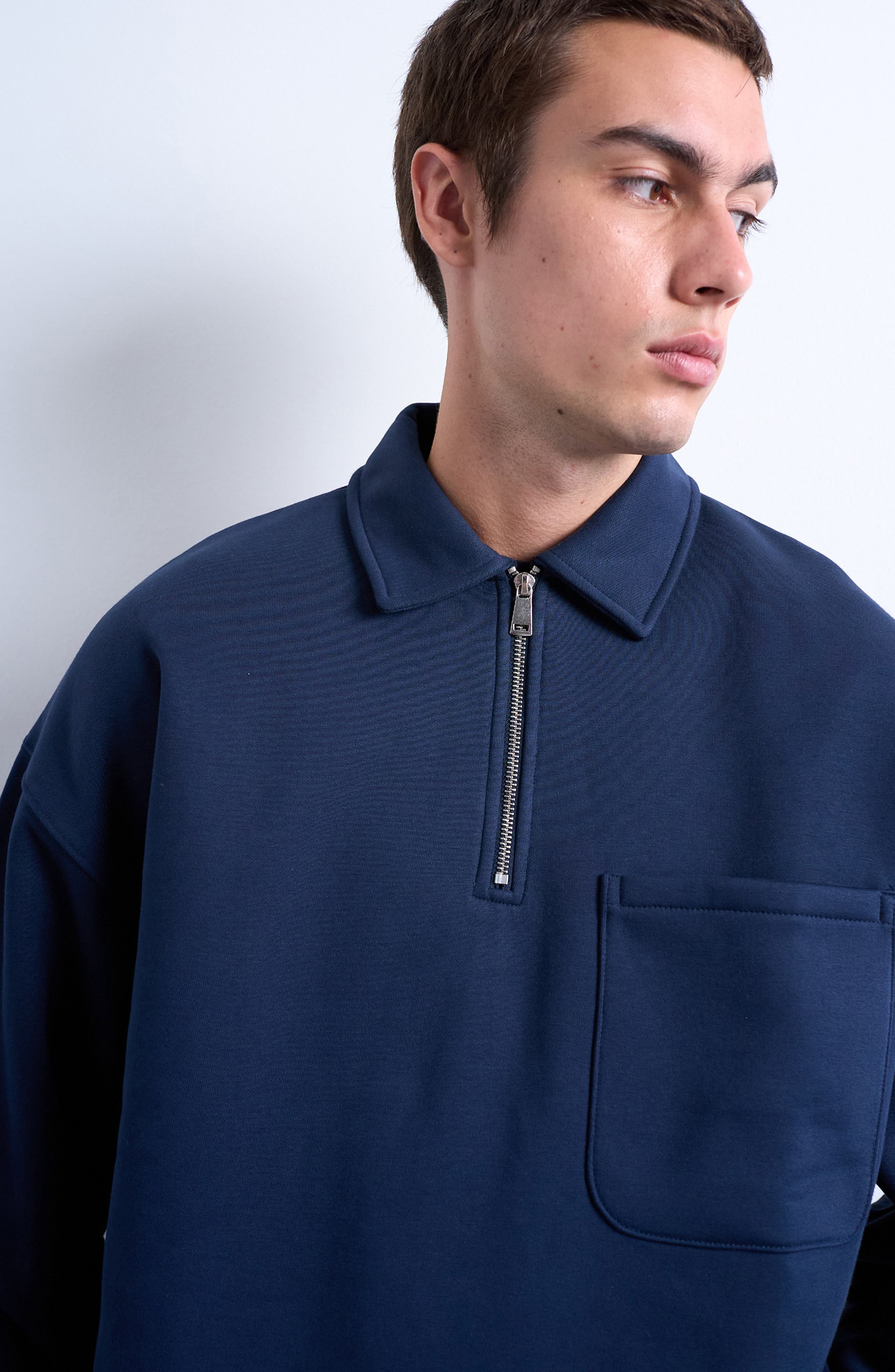 Oversize Long Sleeve Quarter Zip Polo - image 2