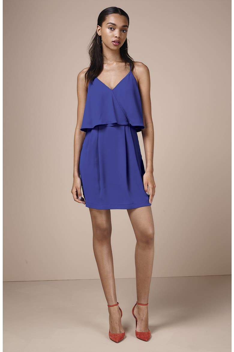 Ruffle Crepe Popover Dress, Alternate, color, HOT PINK