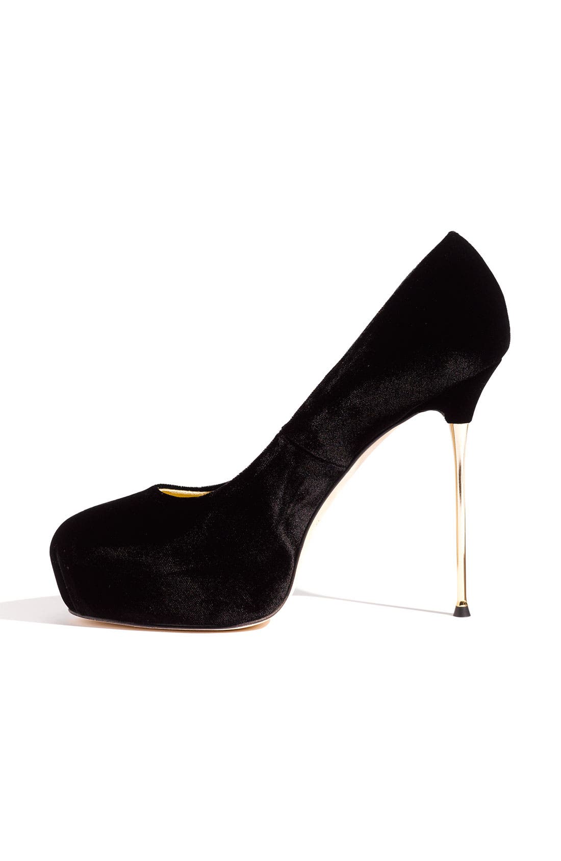 Metal Heel Velvet Pump, Alternate, color, NERO