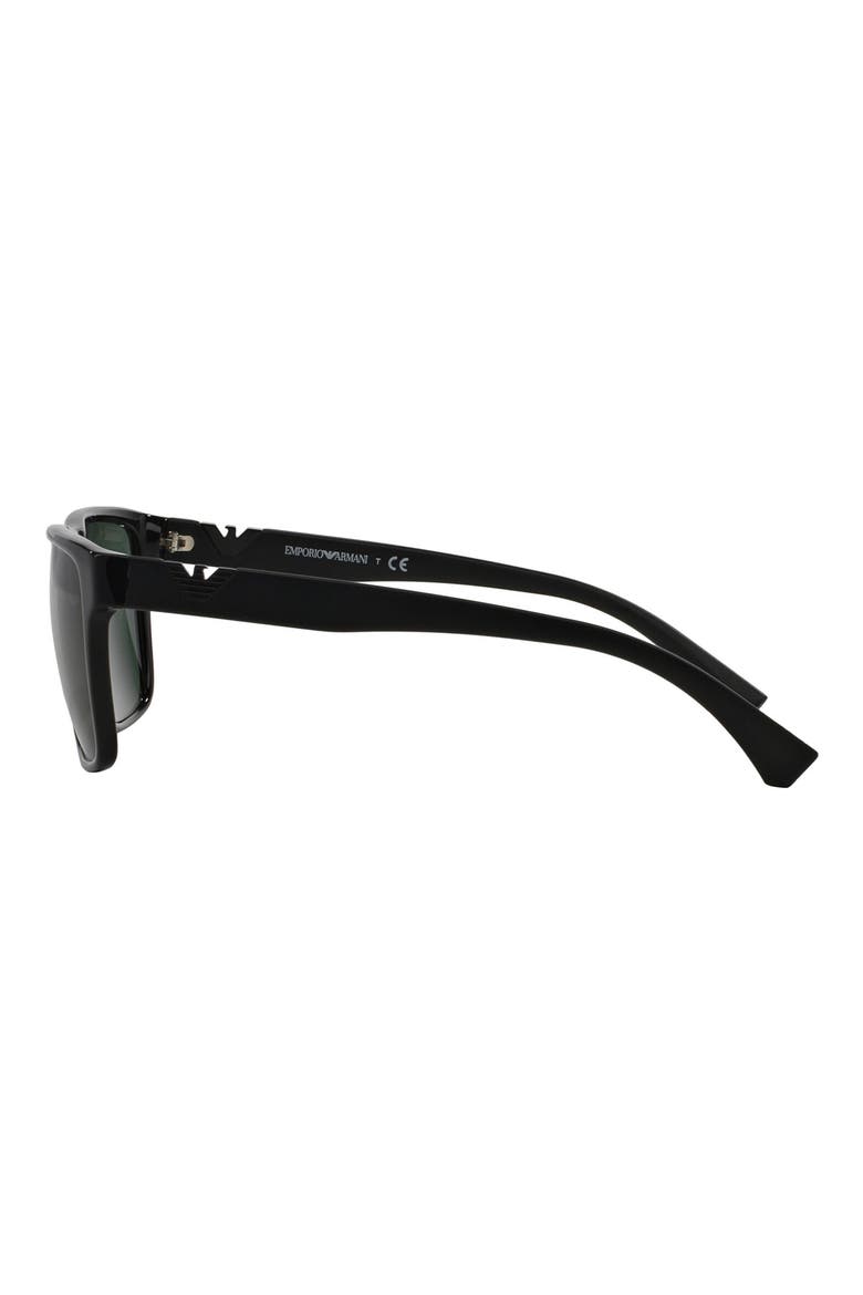 AX Armani Exchange 56mm Aviator Sunglasses, Alternate, color, SHINY BLACK / GREEN
