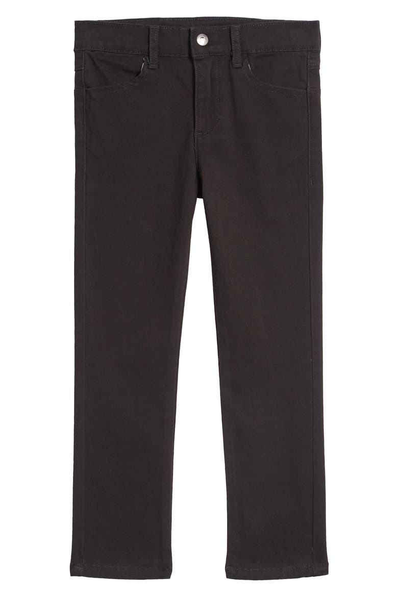 Kids' Skinny Stretch Cotton Twill Pants, Main, color, BLACK
