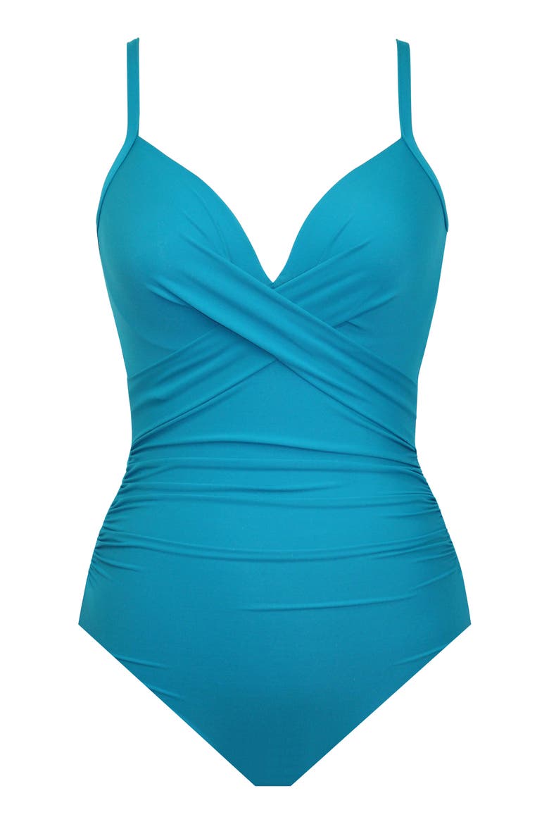Captivate Rock Solid Strappy One-Piece Swimsuit, Alternate, color, MALDIVES BLUE