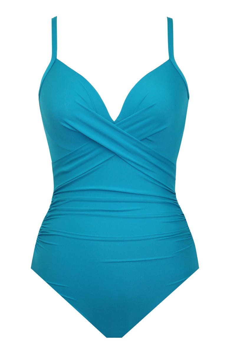 Miraclesuit<sup>®</sup> Captivate Rock Solid Strappy One-Piece Swimsuit, Alternate, color, Maldives Blue