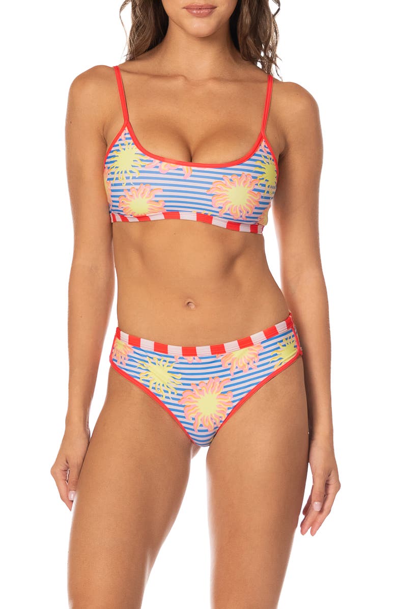 Maaji Awake in Light Lane Reversible Bikini Top, Alternate, color, Open Blue