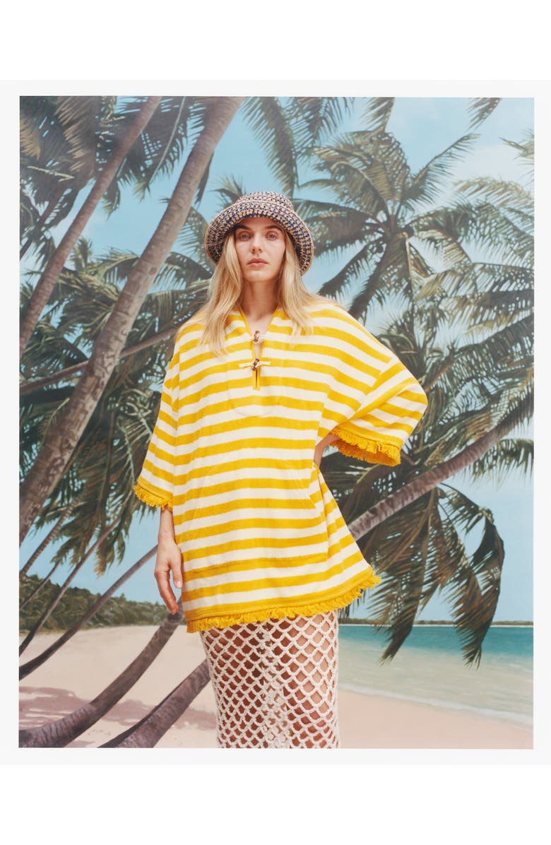 Tombolo 'Saffron Stripe' Beach Towel Top, Alternate, color, Saffron