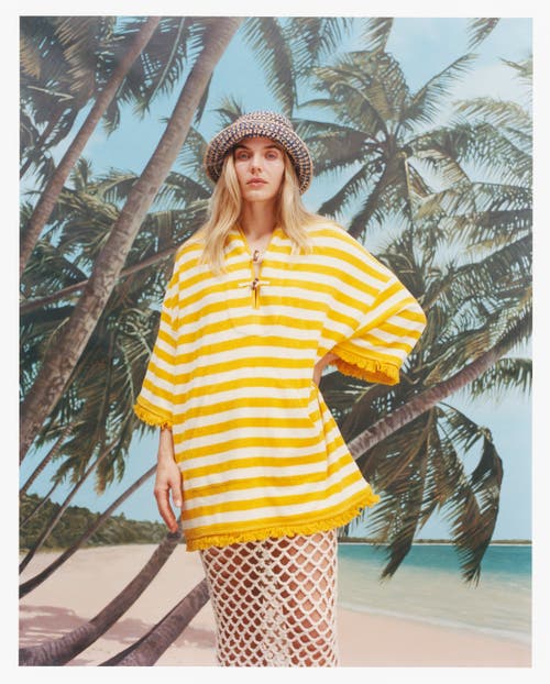 Tombolo 'saffron Stripe' Beach Towel Top In Saffron