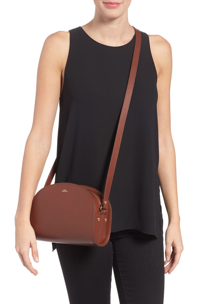 A.P.C. Sac Demi Lune Leather Crossbody Bag, Alternate, color,