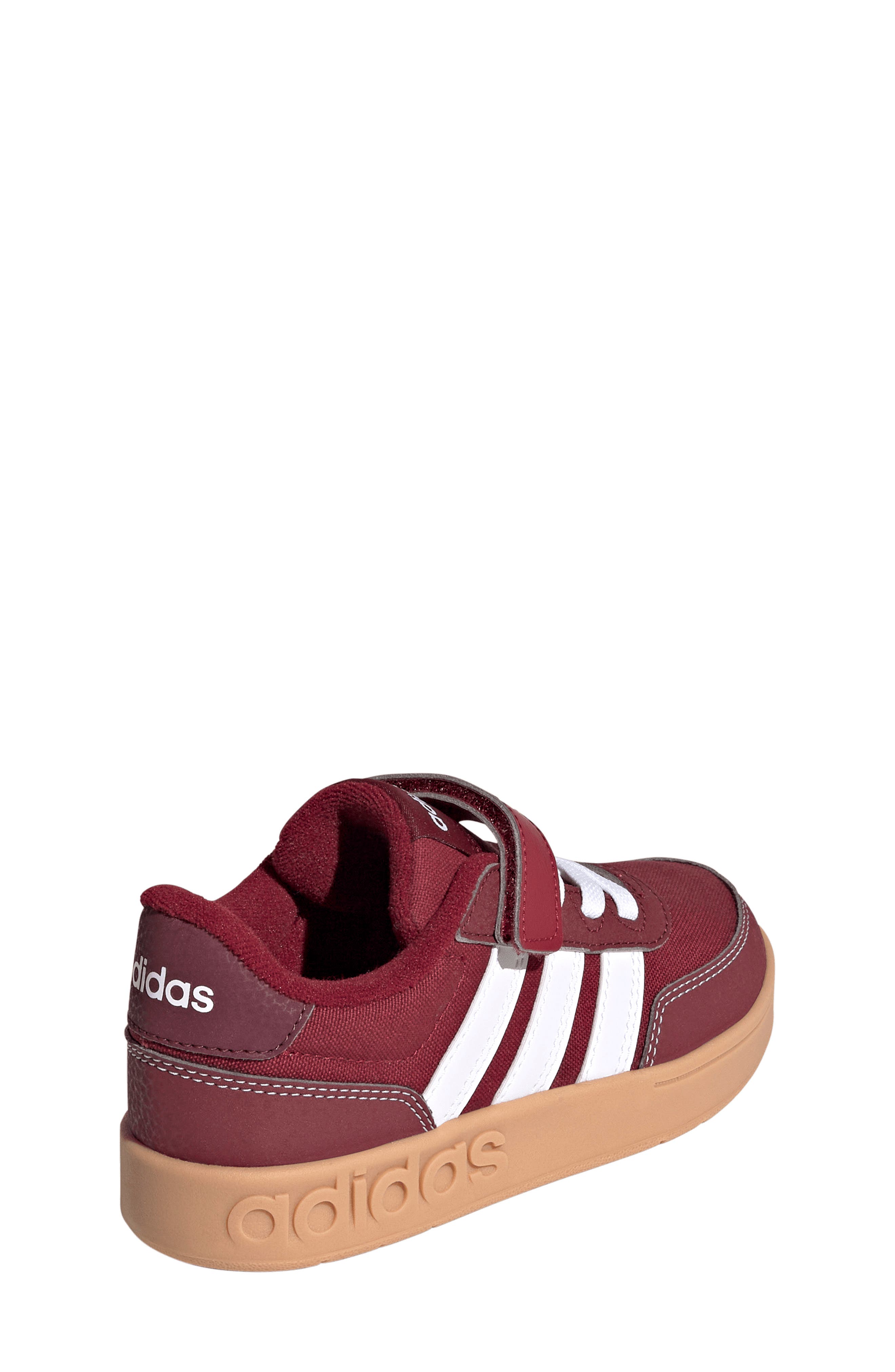adidas Kids' Breakbase Elastic Lace Sneaker, Alternate, color, Burgundy/ White/ Shadow Red
