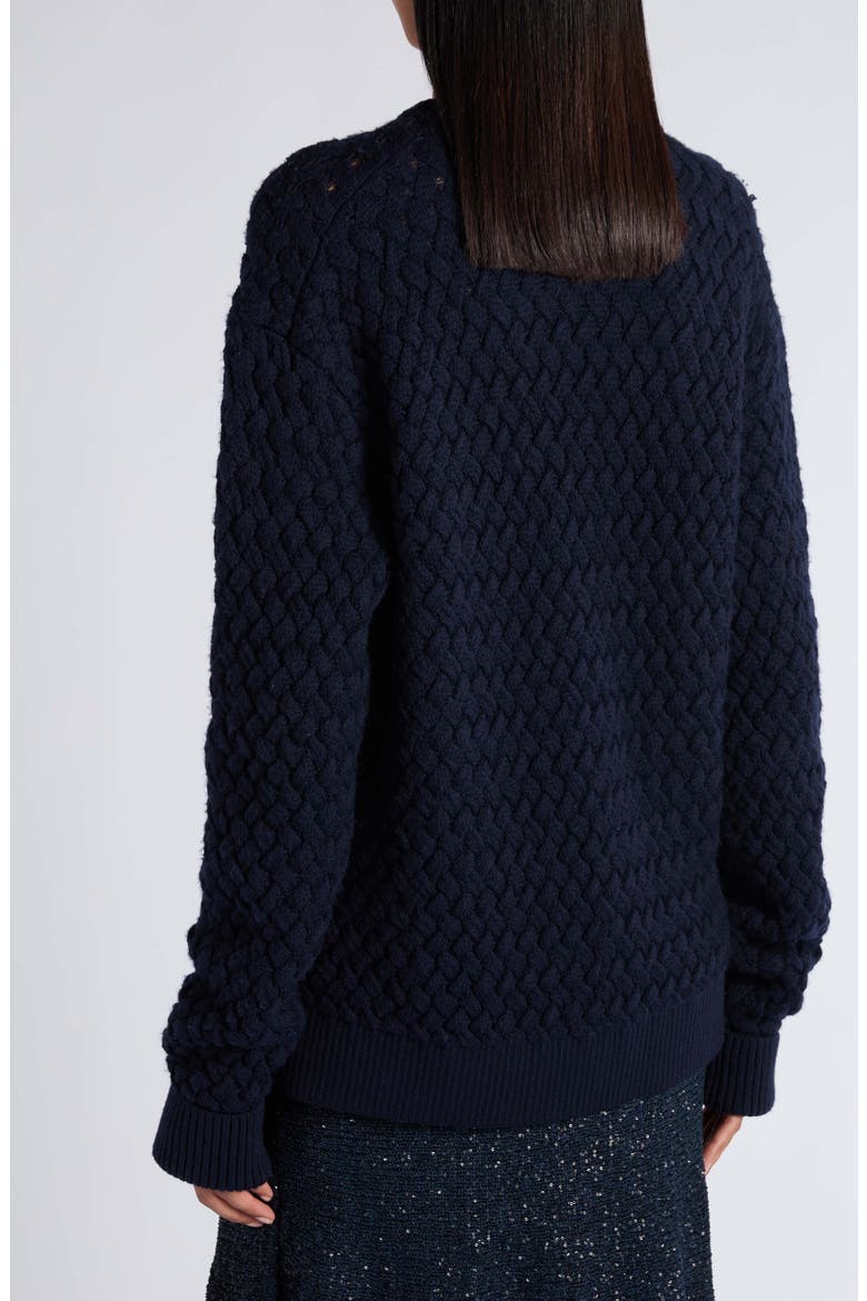 Wool Intrecciato Crewneck Sweater, Alternate, color, 4071 MIDNIGHT BLUE