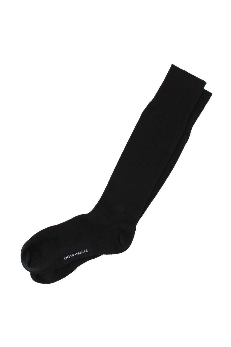 Gaston Solid Colored Over-The-Calf Merino Wool Socks, Alternate, color, Black