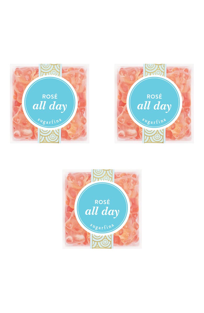 sugarfina Rosè All Day Gummy Bears - Set of 3, Main, color, Blue