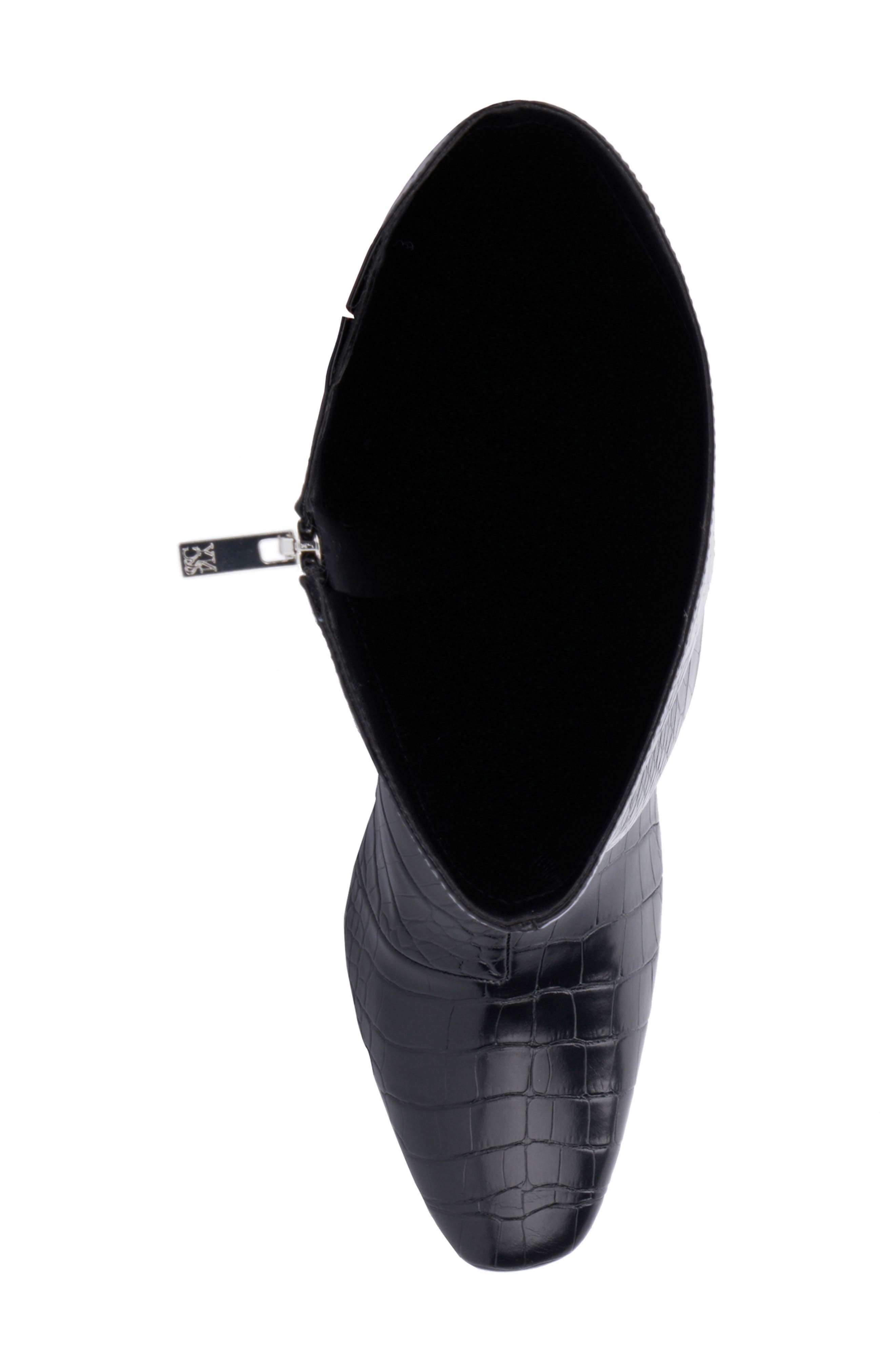 NEW YORK AND COMPANY Isabelle Croc Embossed Knee High Boot, Alternate, color, Black Croc