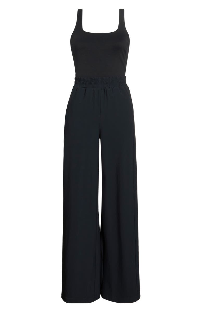 Zella Transit Wide Leg Jumpsuit, Alternate, color, Black