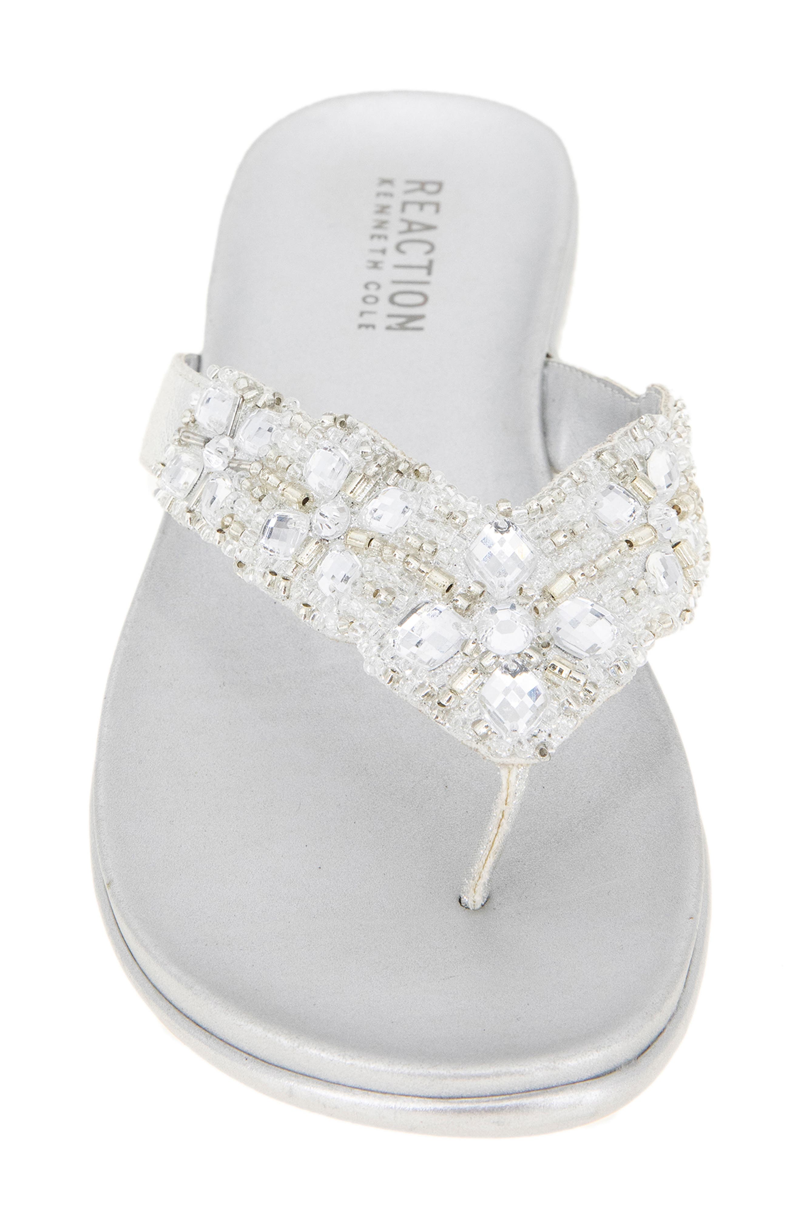 Kenneth Cole Reaction Glam-Athon Embellished Thong Sandal, Alternate, color, Silver