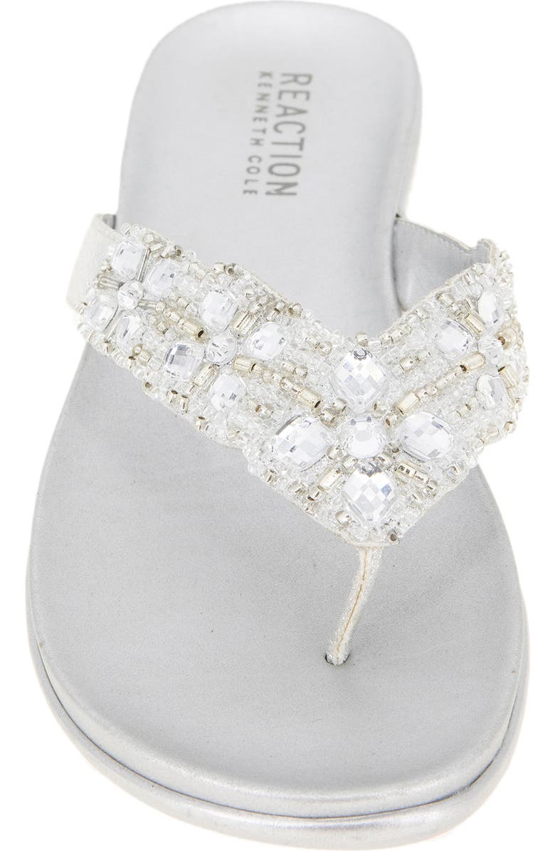 Kenneth Cole Reaction Glam-Athon Embellished Thong Sandal, Alternate, color, Silver