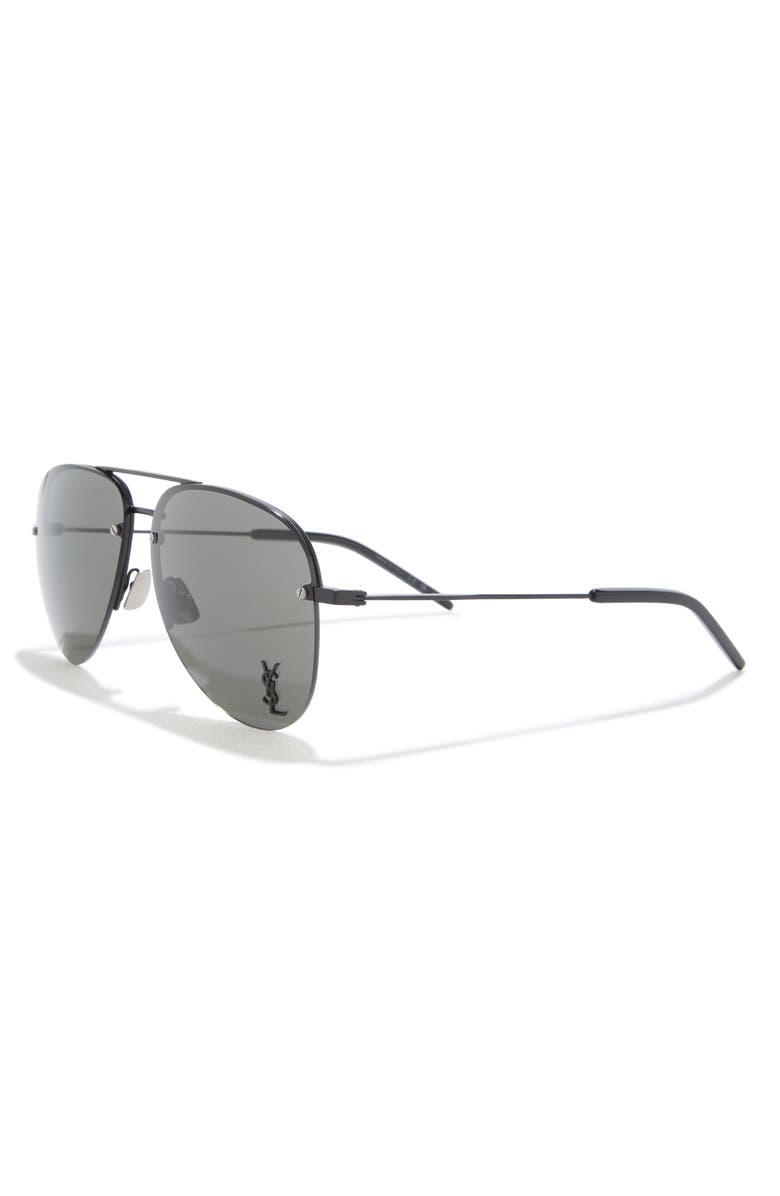 Saint Laurent 59mm Aviator Sunglasses, Alternate, color, Black Black Grey
