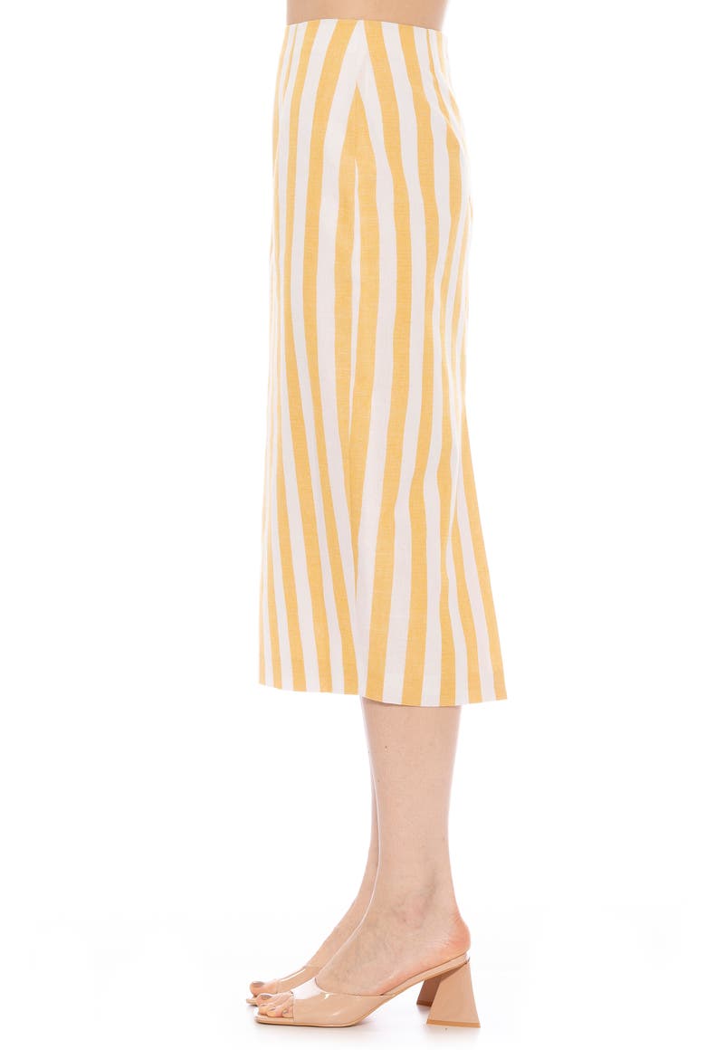 Jacki Stripe Linen Midi Pencil Skirt, Alternate, color, YELLOW STRIPE