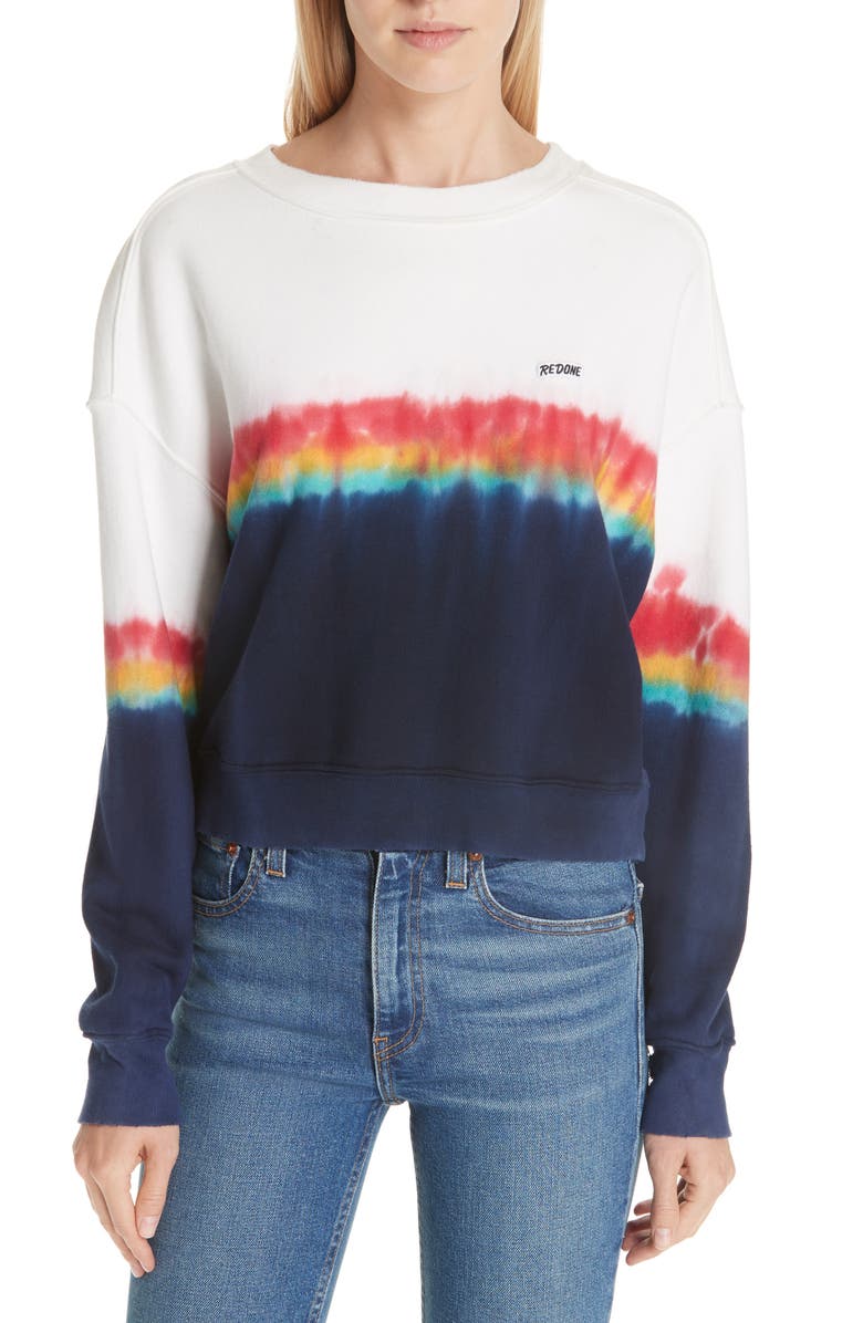 Re/Done Rainbow Dye Tee, Main, color, 