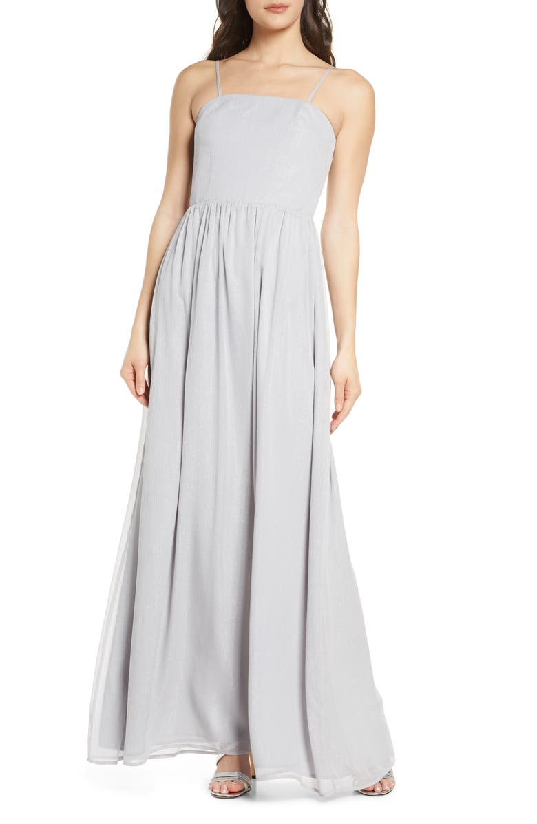 WAYF The Harlet Convertible Metallic Chiffon A-Line Gown, Alternate, color,