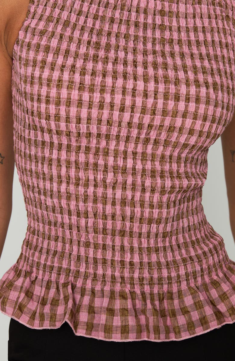 Princess Polly Chauntelle Gingham Smocked Cotton Blend Top, Alternate, color, Pink Check