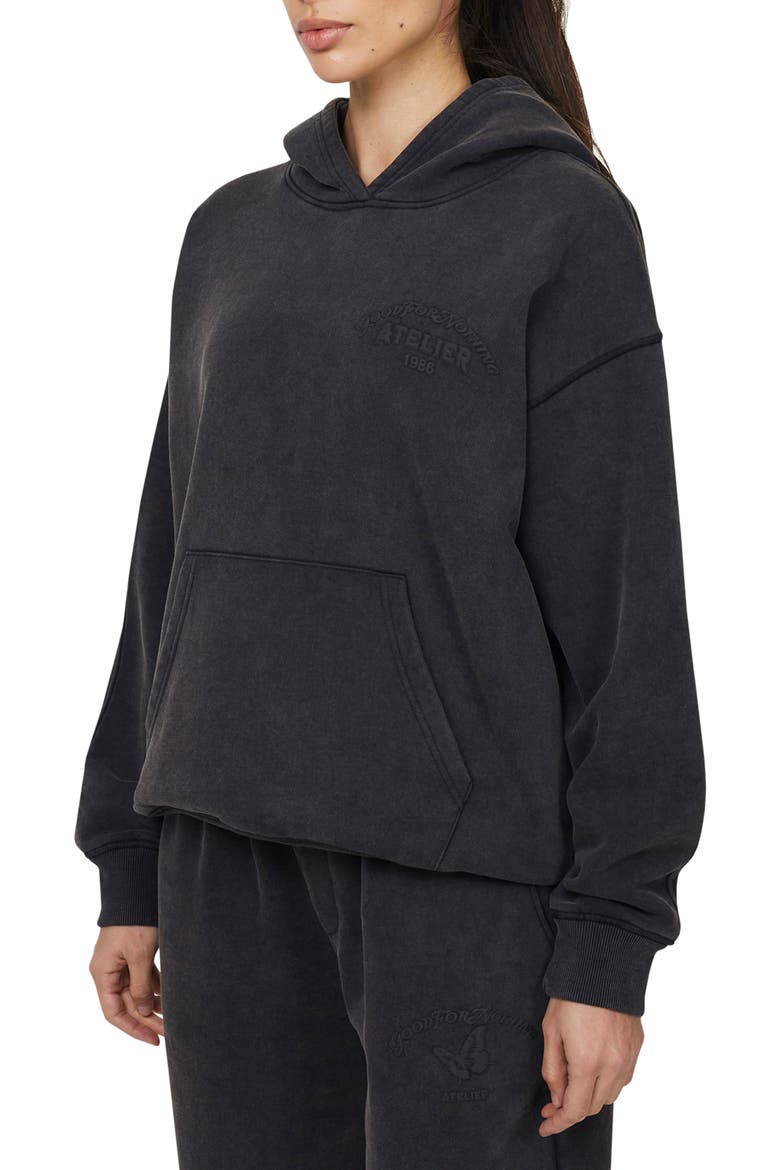 Float Washed  Relaxed Pullover Hoodie, Alternate, color, Black