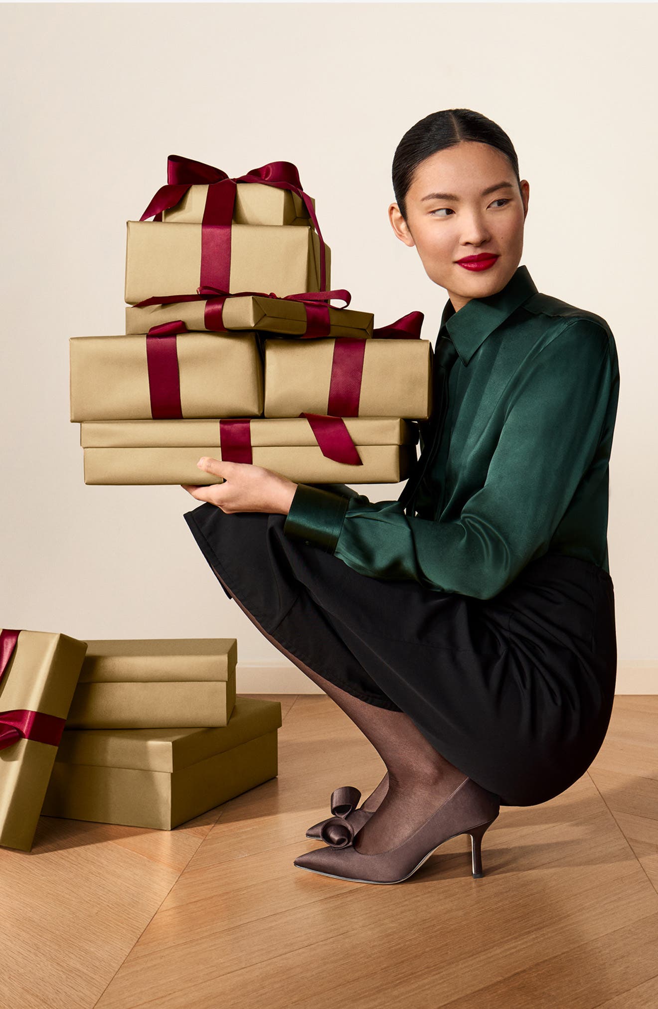 Cole Haan Florette Pointed Toe Pump, Alternate, color, Ch Dk Chocolate Satin