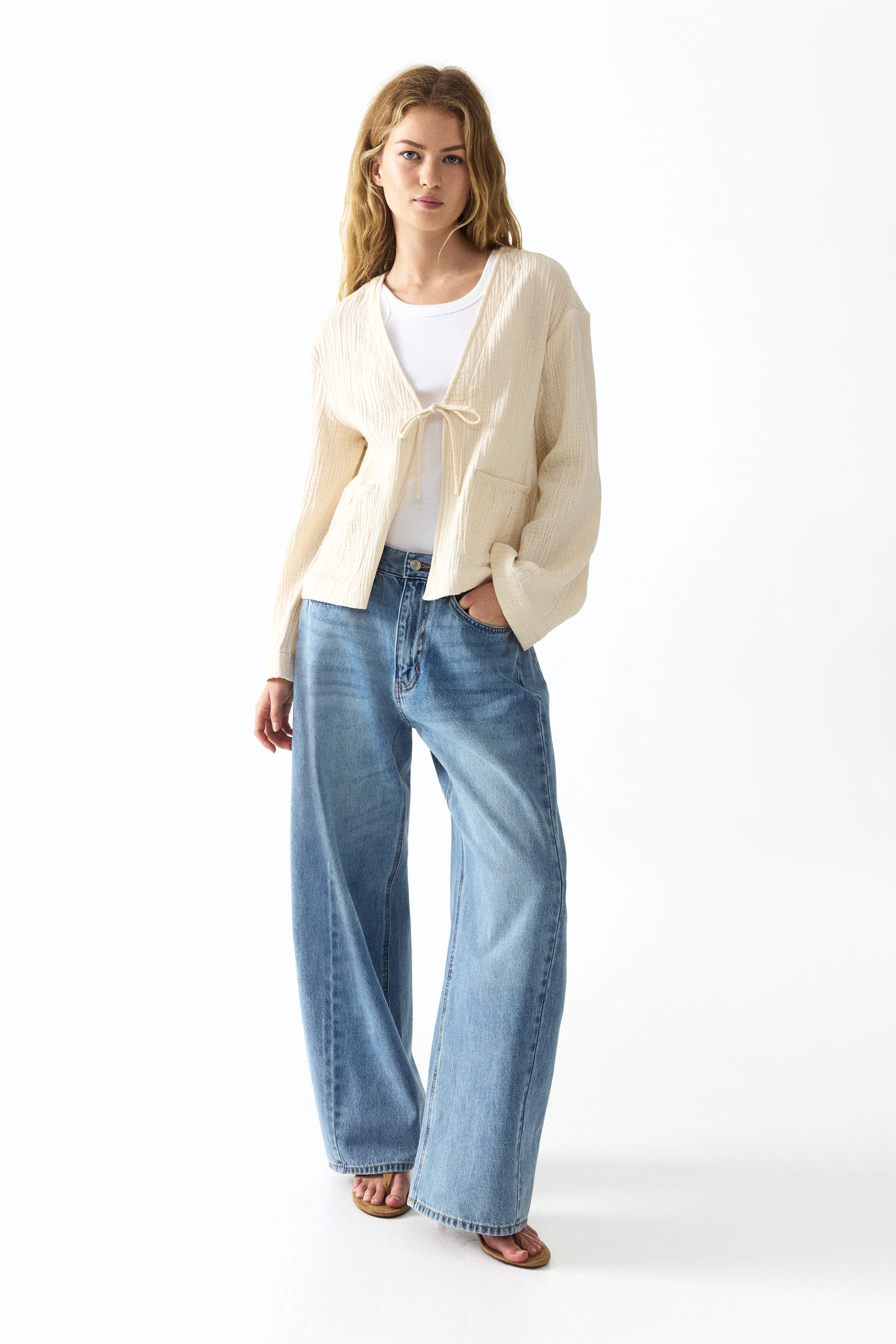 Tie-front muslin jacket - image 4