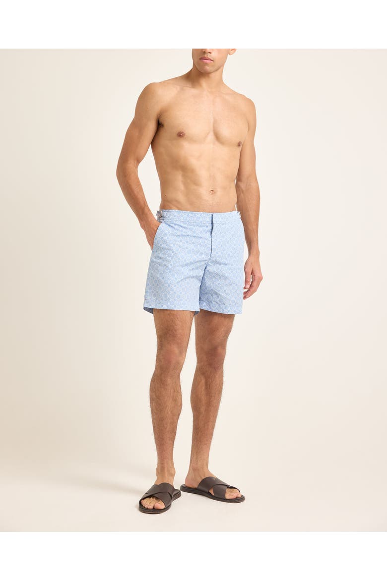 Bulldog Exclusive-Print Mid-Length Swim Shorts, Alternate, color, Wave Blue