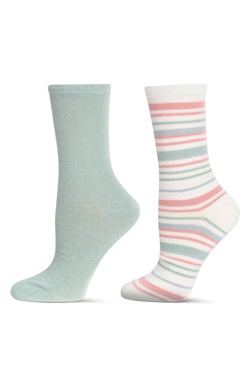 MeMoi Assorted 2-Pack Crew Socks in Green 