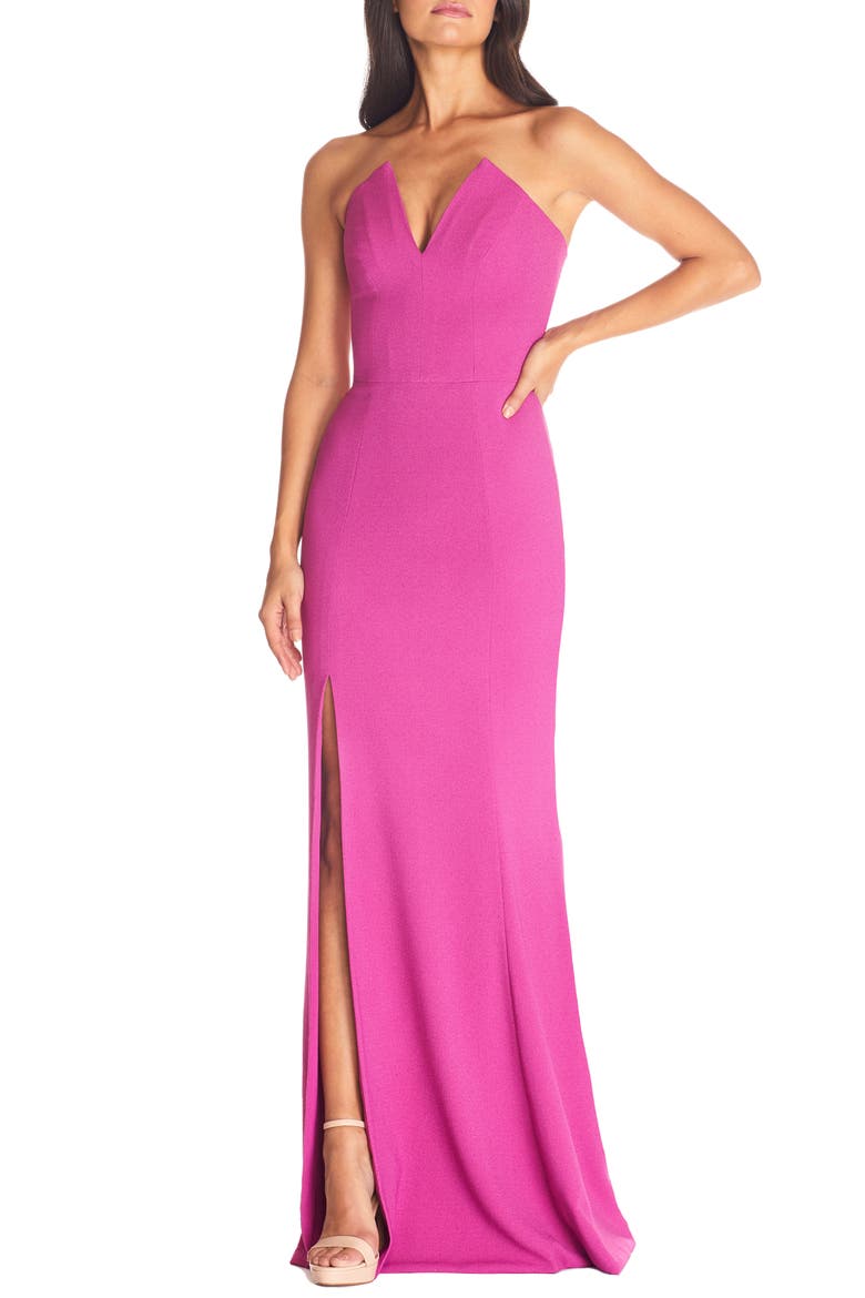Fernanda Strapless Evening Gown, Main, color, HIBISCUS