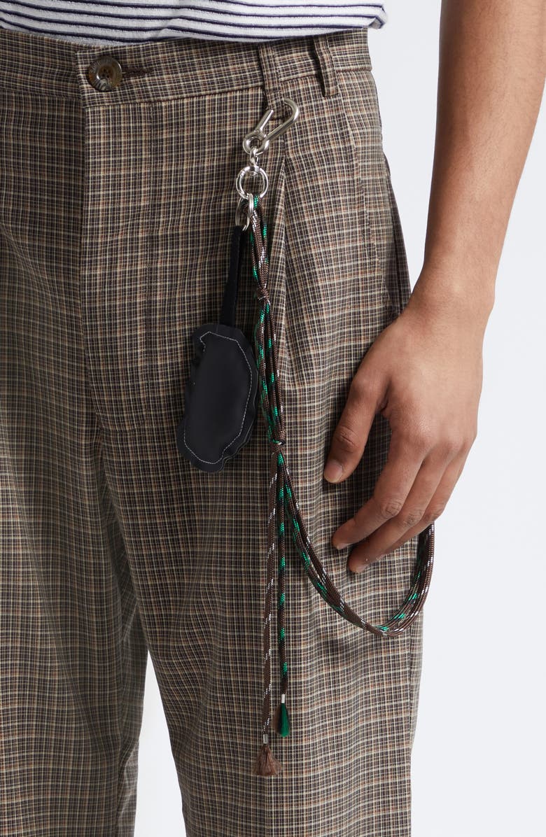 SONG FOR THE MUTE Plaid Pleated Lanyard Detail Pants, Alternate, color, Brown