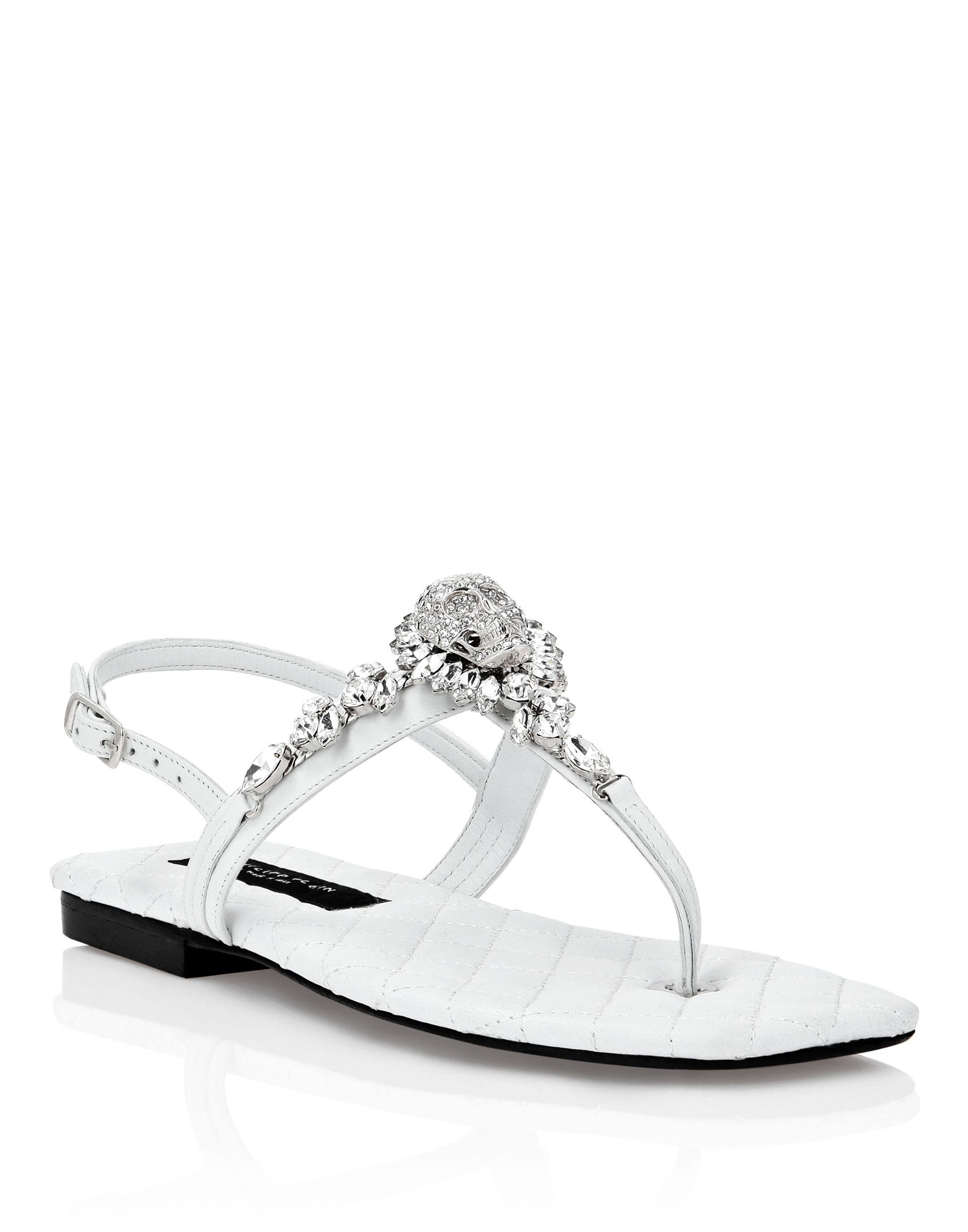 Sandals Flat Skull Women, Main, color, white
