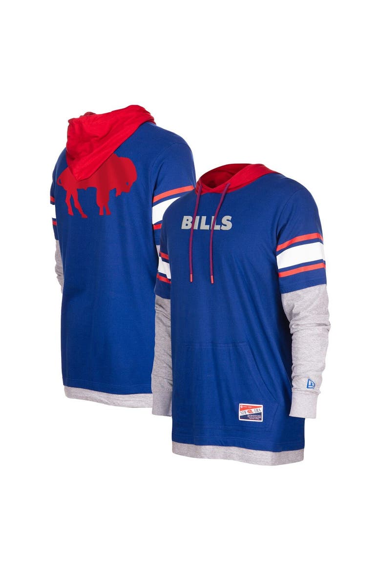 Men's New Era  Royal Buffalo Bills  Throwback Long Sleeve Hoodie T-Shirt, Main, color, Royal