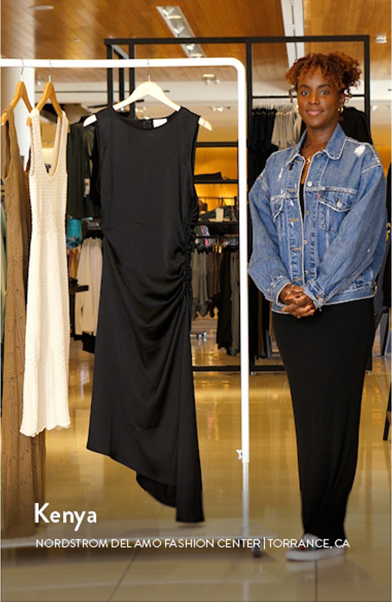 Finch Ruched Satin Midi Dress, sales video thumbnail