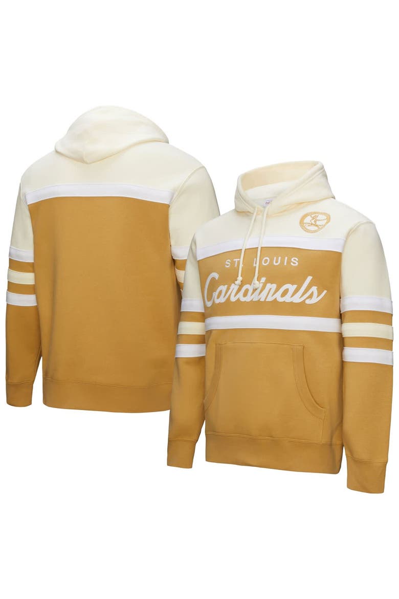 Men's Mitchell & Ness Tan/Cream St. Louis Cardinals Head Coach Pullover Hoodie, Main, color, Tan