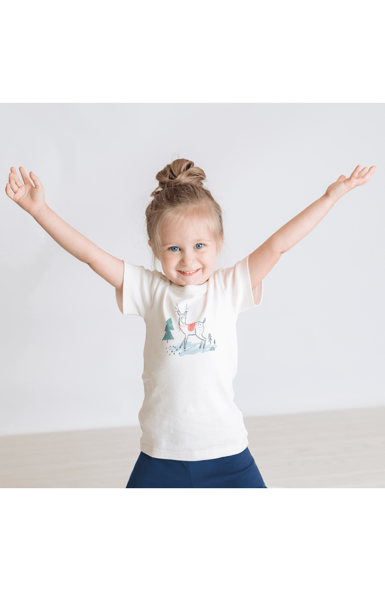 Finn + Emma Organic Graphic Tee | Christmas Deer, Alternate, color, Off White