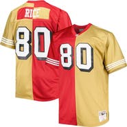 Mitchell & Ness Men's Mitchell & Ness Jerry Rice Scarlet/Gold San Francisco 49ers Big & Tall Split Legacy Retired Player Replica Jersey