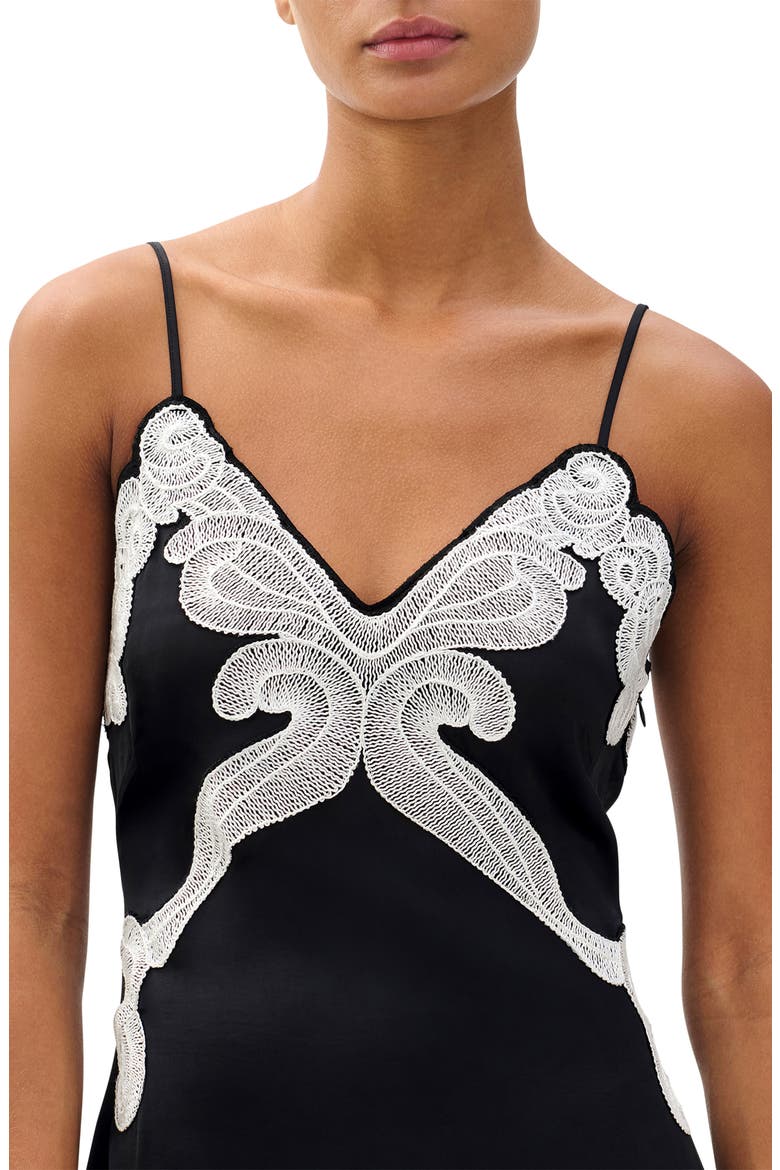 Ann Embroidery Detail Midi Slipdress, Alternate, color, BLACK