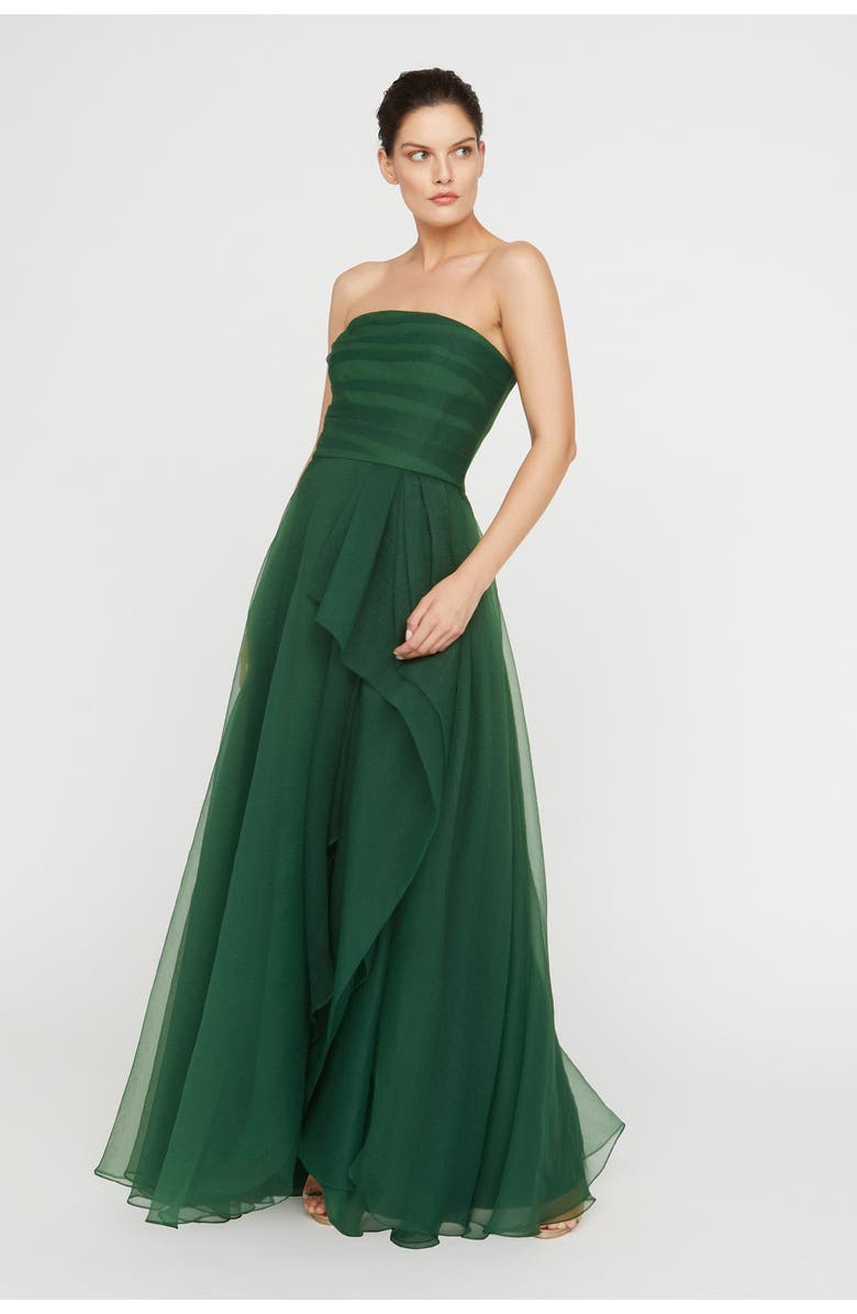 Theia Teresa Strapless Draped Gown, Alternate, color, Thorn