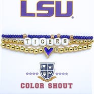 Color Shout Lousiana State Love My College Bracelet Stack