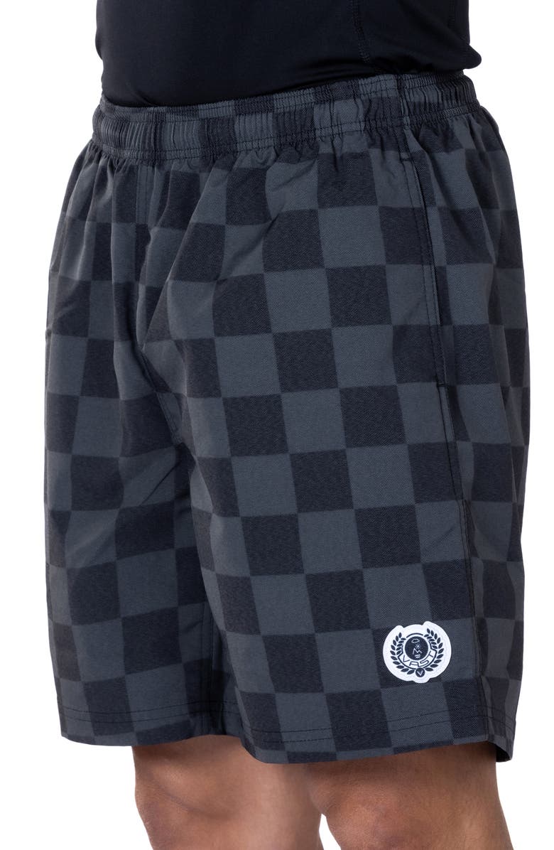 VAST Tonal Checkerboard Volley Swim Trunks, Alternate, color, Black