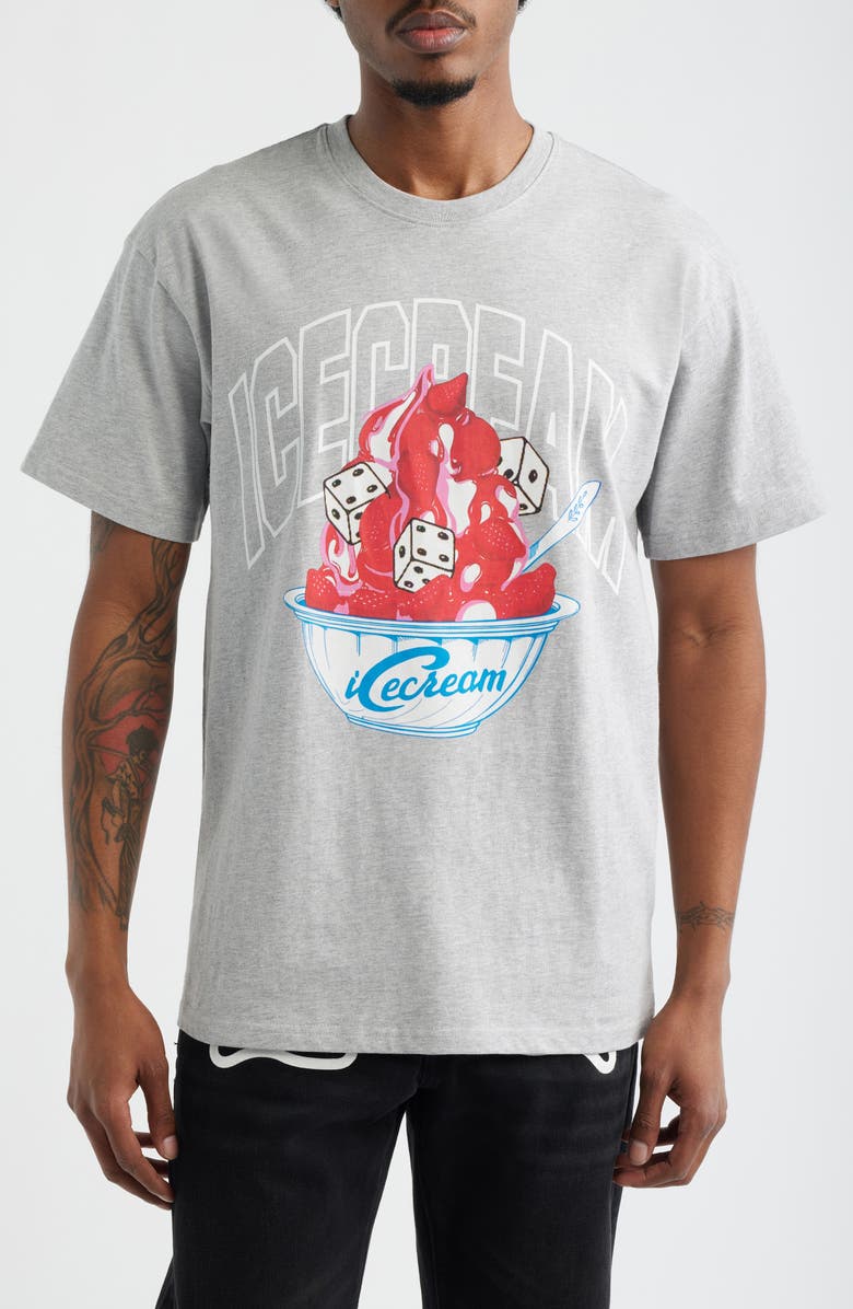 ICECREAM Dice Cotton Graphic T-Shirt, Main, color, Heather Grey