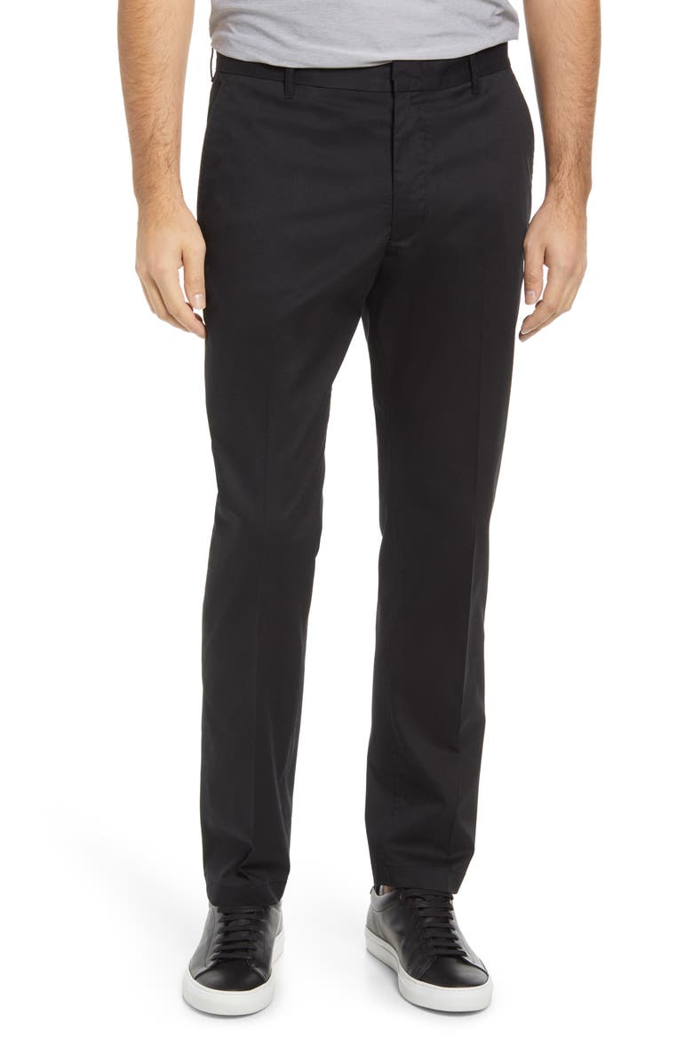 Athletic Fit CoolMax® Flat Front Performance Chino Pants, Main, color, BLACK