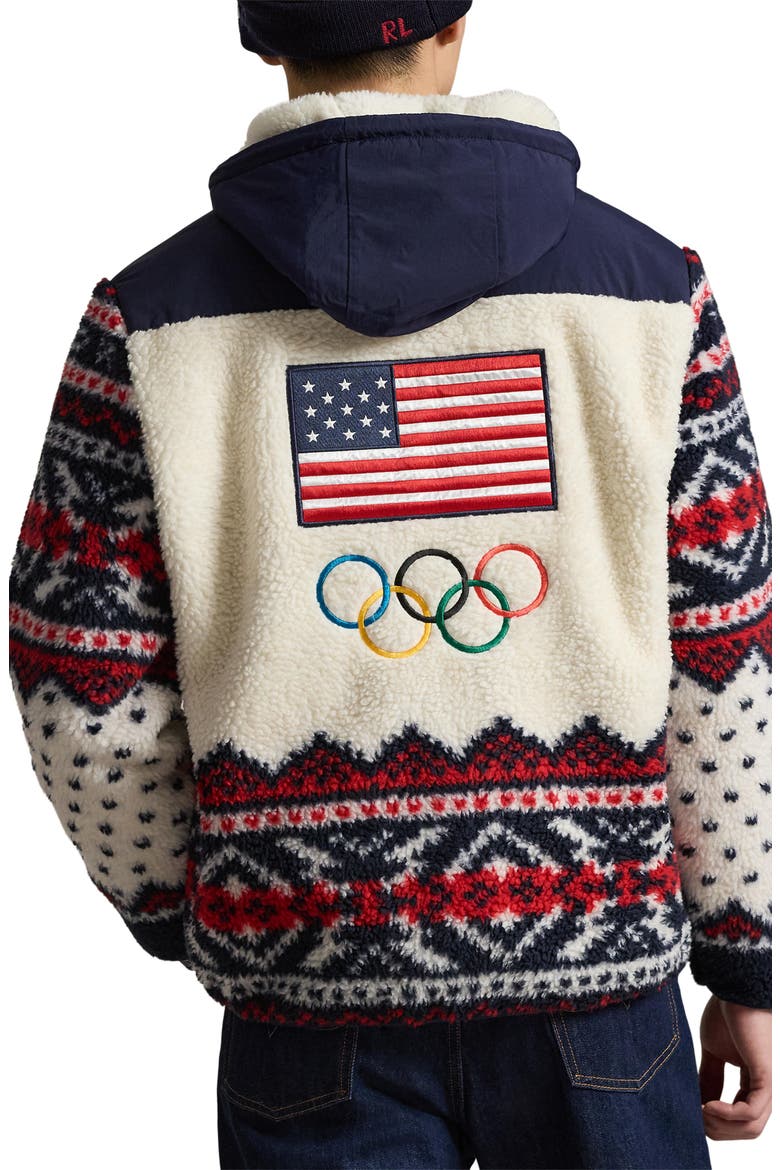 Team USA Hybrid Fleece Zip Hoodie, Alternate, color, REFINED NAVY MULTI