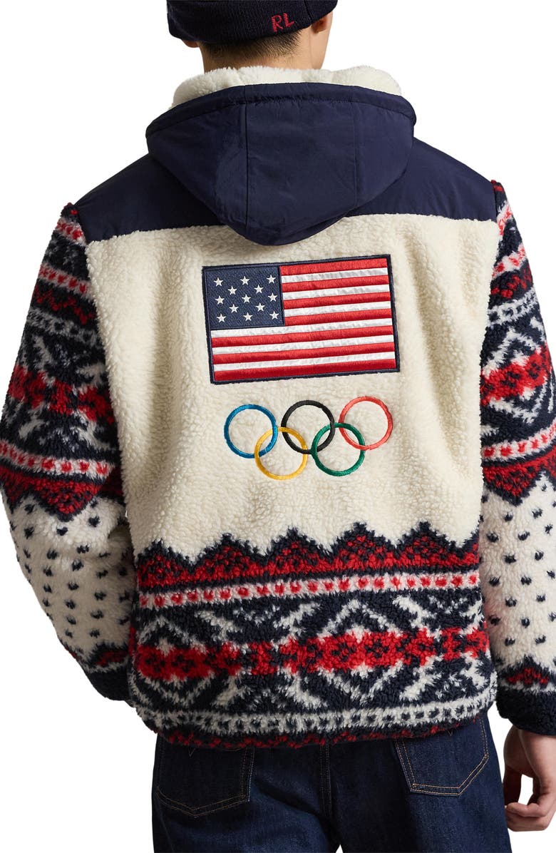 Polo Ralph Lauren Team USA Hybrid Fleece Zip Hoodie, Alternate, color, Refined Navy Multi