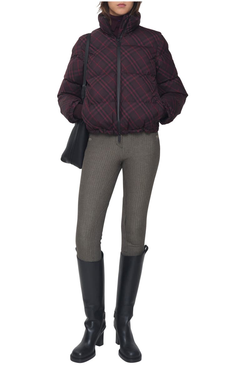 Burberry Check Ambleside Puffer Jacket, Main, color, Wine Red