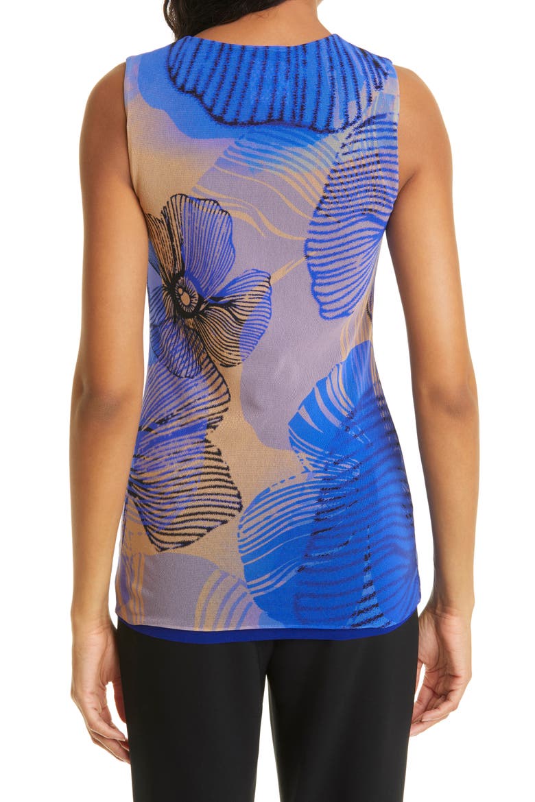 Canotta Floral Mesh Knit Tank, Alternate, color, INDACO