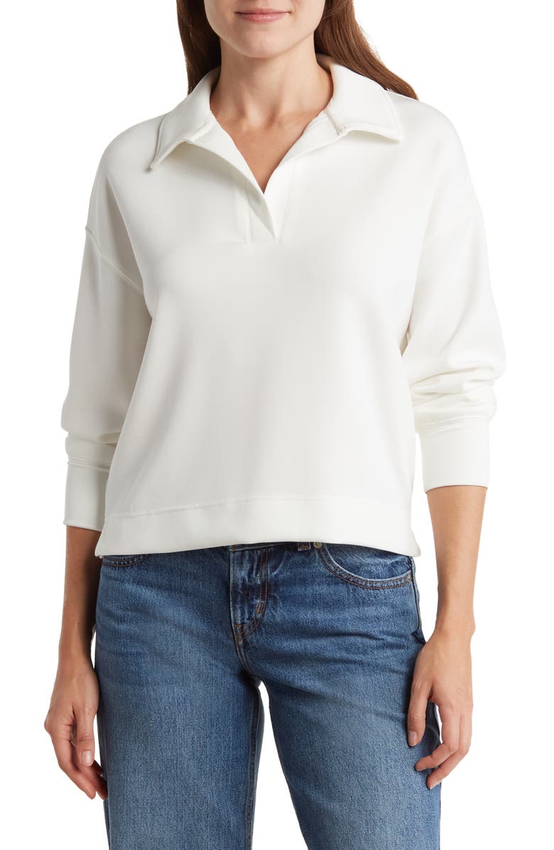 INDUSTRY REPUBLIC CLOTHING Collared Scuba Sweater, Main, color, Bright White