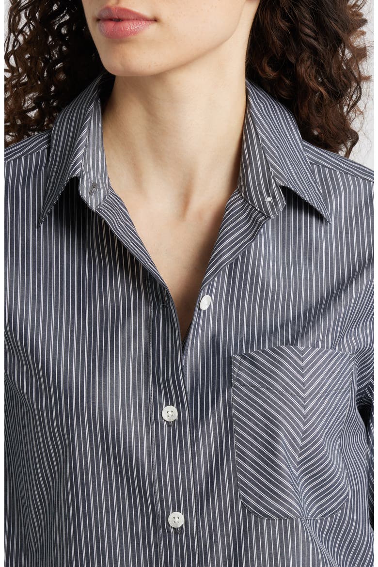 Lucia Stripe Cotton Poplin Button-Up Shirt, Alternate, color, NAVY/ WHITE