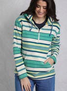 Weird Fish Lana 1/4 Zip Stripe Microfleece Hoodie